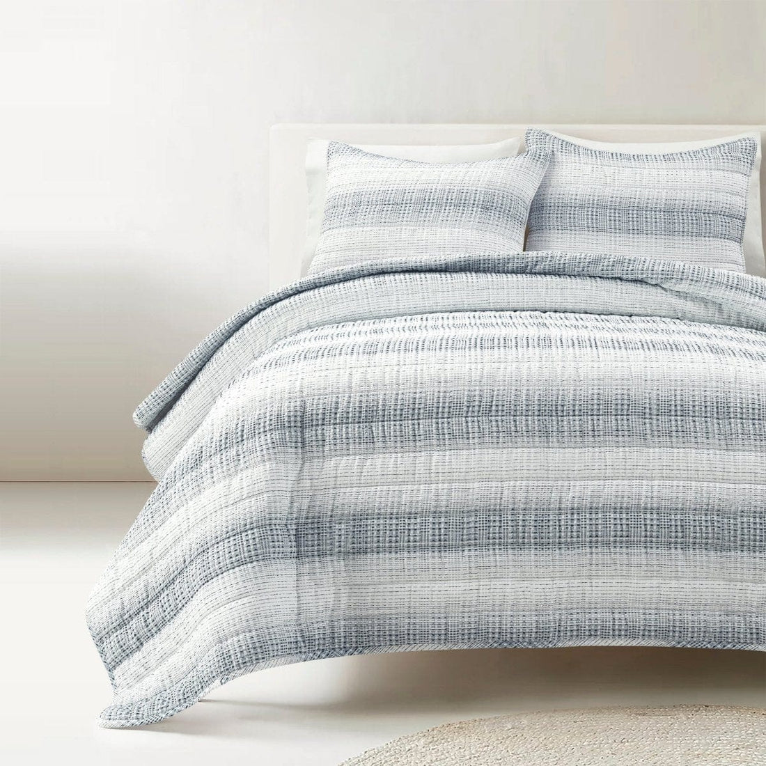 Yarn Dyed Textured Waffle Quilt Set- 3 Piece