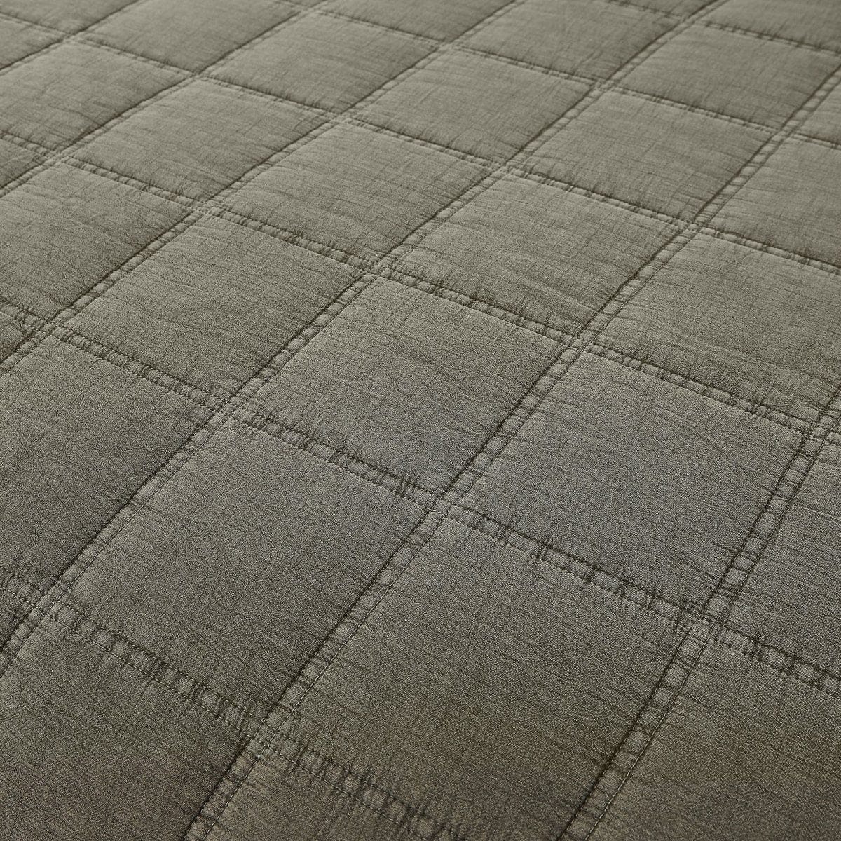 Logan Stone Washed Cotton Quilt 3 Piece Set - Sand, Faded Olive