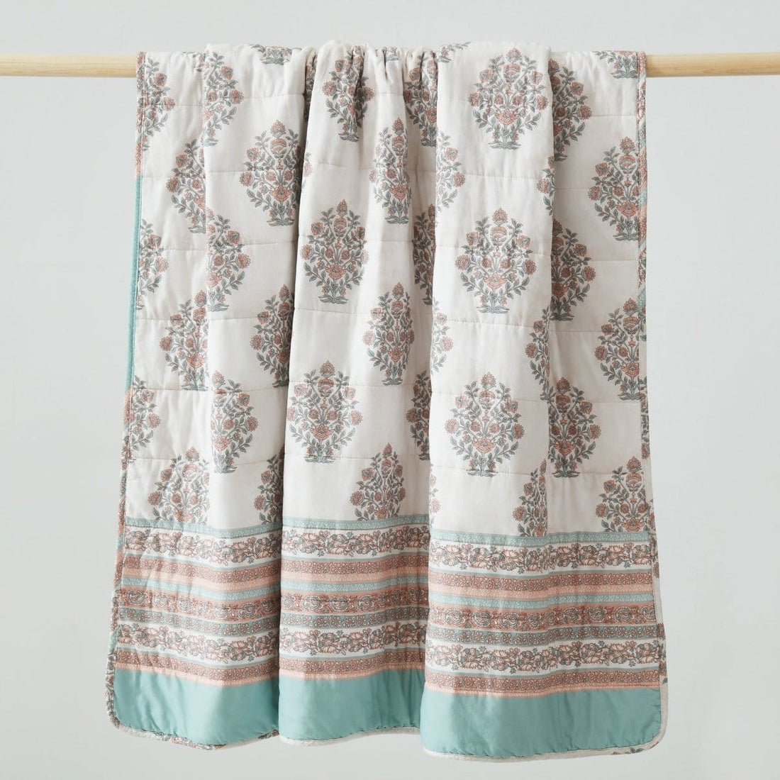 Sofia Flower Block Reversible Cotton Throw Blanket