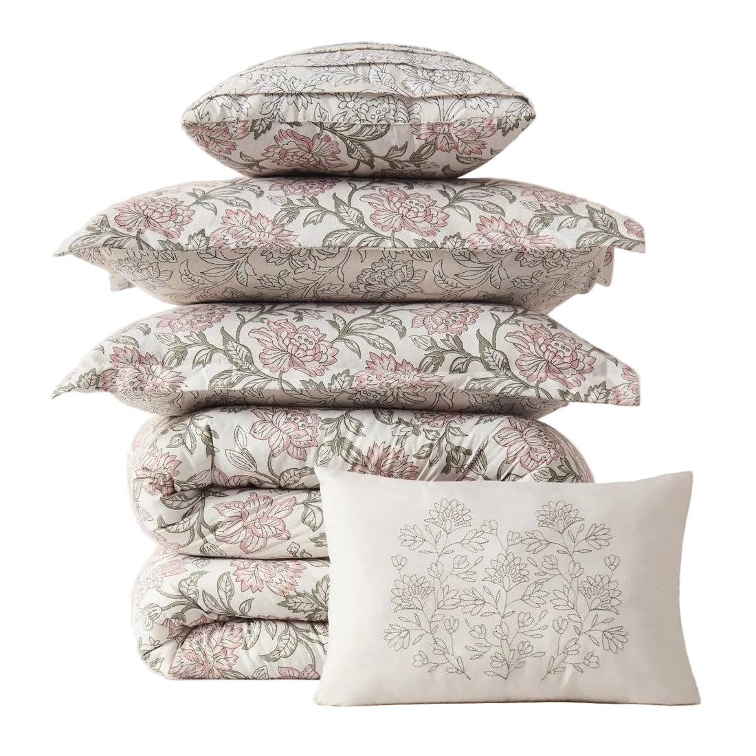 Zara Floral Block Reversible Comforter 5Pc Set