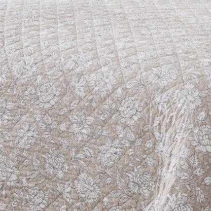Zara Floral Block Reversible Cotton Quilt Set