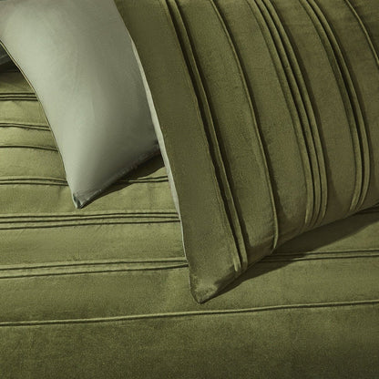Pleated Groove Velvet Duvet Cover Set