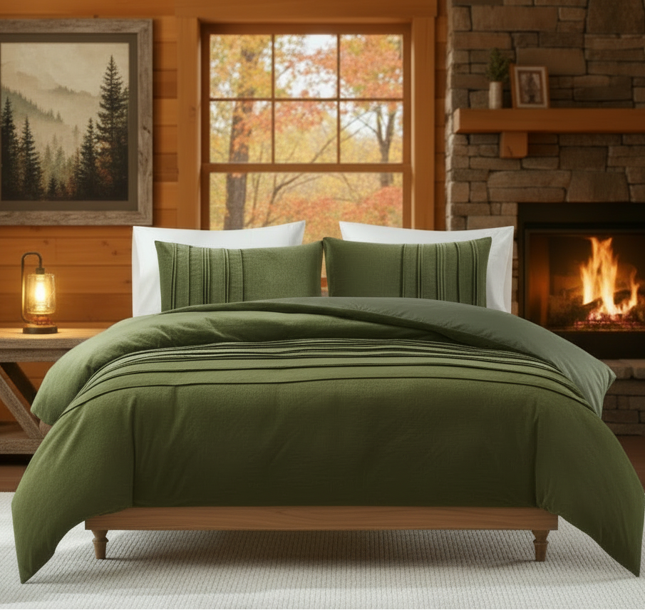 Pleated Groove Velvet Duvet Cover Set