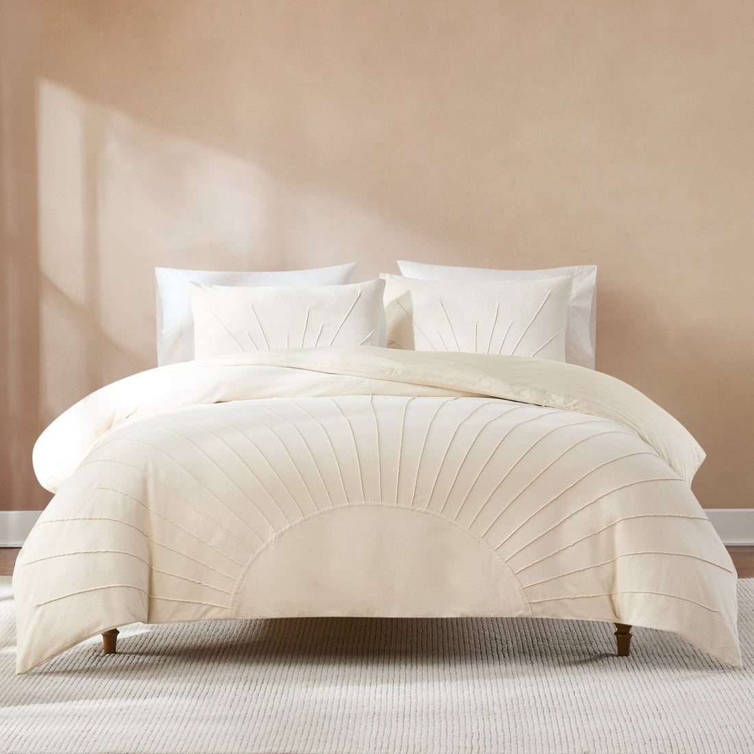 Solar Drift Velvet Duvet Cover Set - Cream