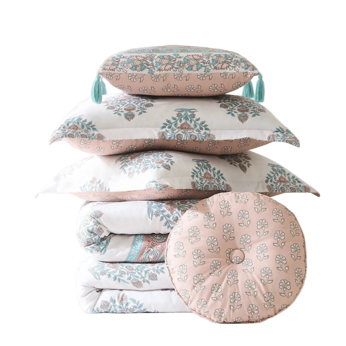 Sofia Flower Block Bouquet Comforter 5Pc Set