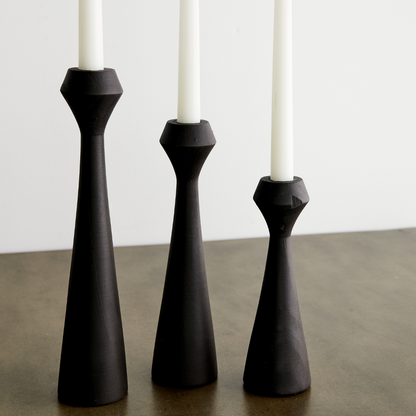Tapered Diamond Wood Candle Holders