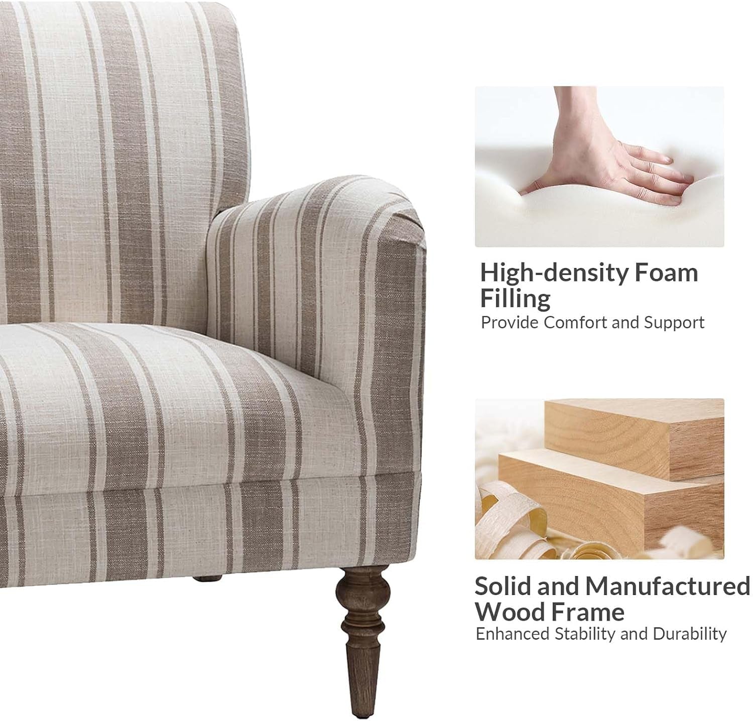 Tan Stripe Accent Chair