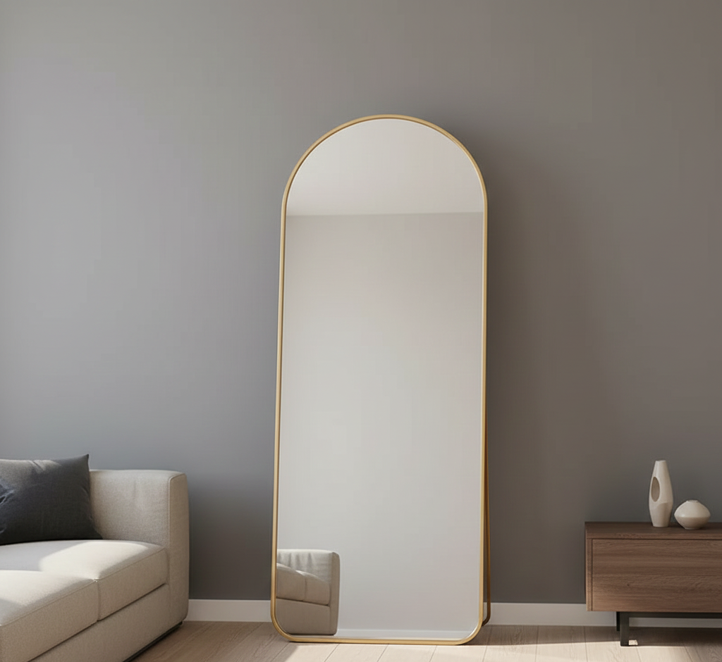 Full Length Free Standing Arched Mirror - Black or Gold