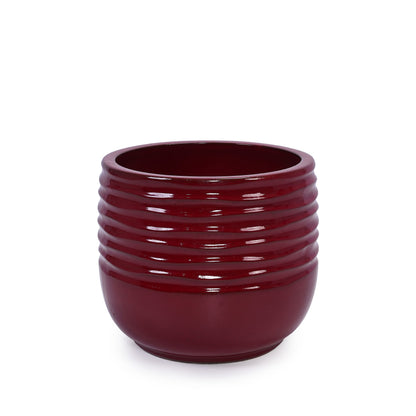 Set of 3 Ceramic Flowerpots - Bean Paste Red