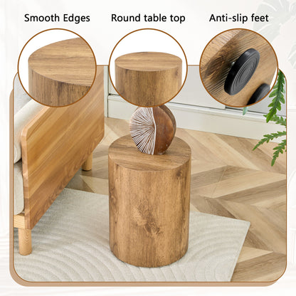 Modern Minimalist Set of Two Cylinder Coffee Tables