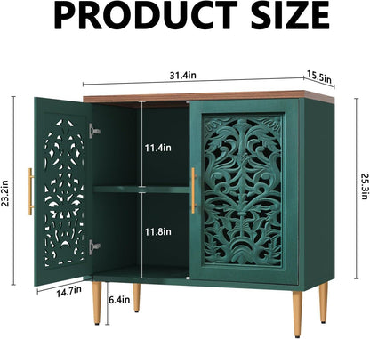 Green Carved Accent Cabinet