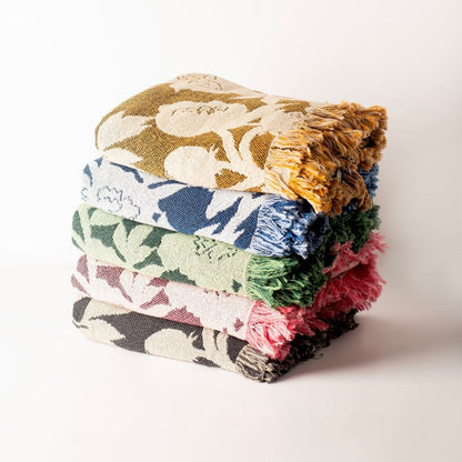 Neutral Floral Jacquard Woven Throw