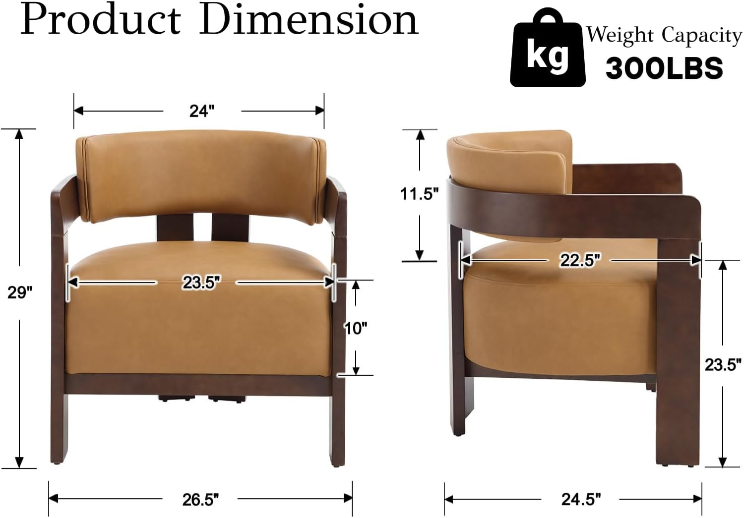 Brown Leather Midcentury Barrel Chair