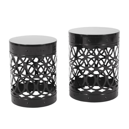 Black Powder Coated Iron End Tables - Set of 2