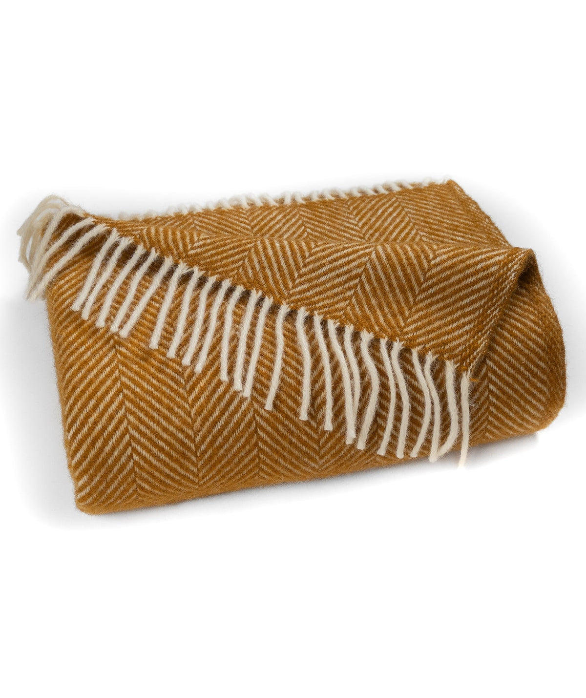 Highland Tweeds Herringbone Pure New Wool Throw - Whiskey