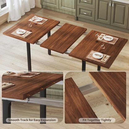 Walnut 63 Inch Extendable Dining Table Set For Six
