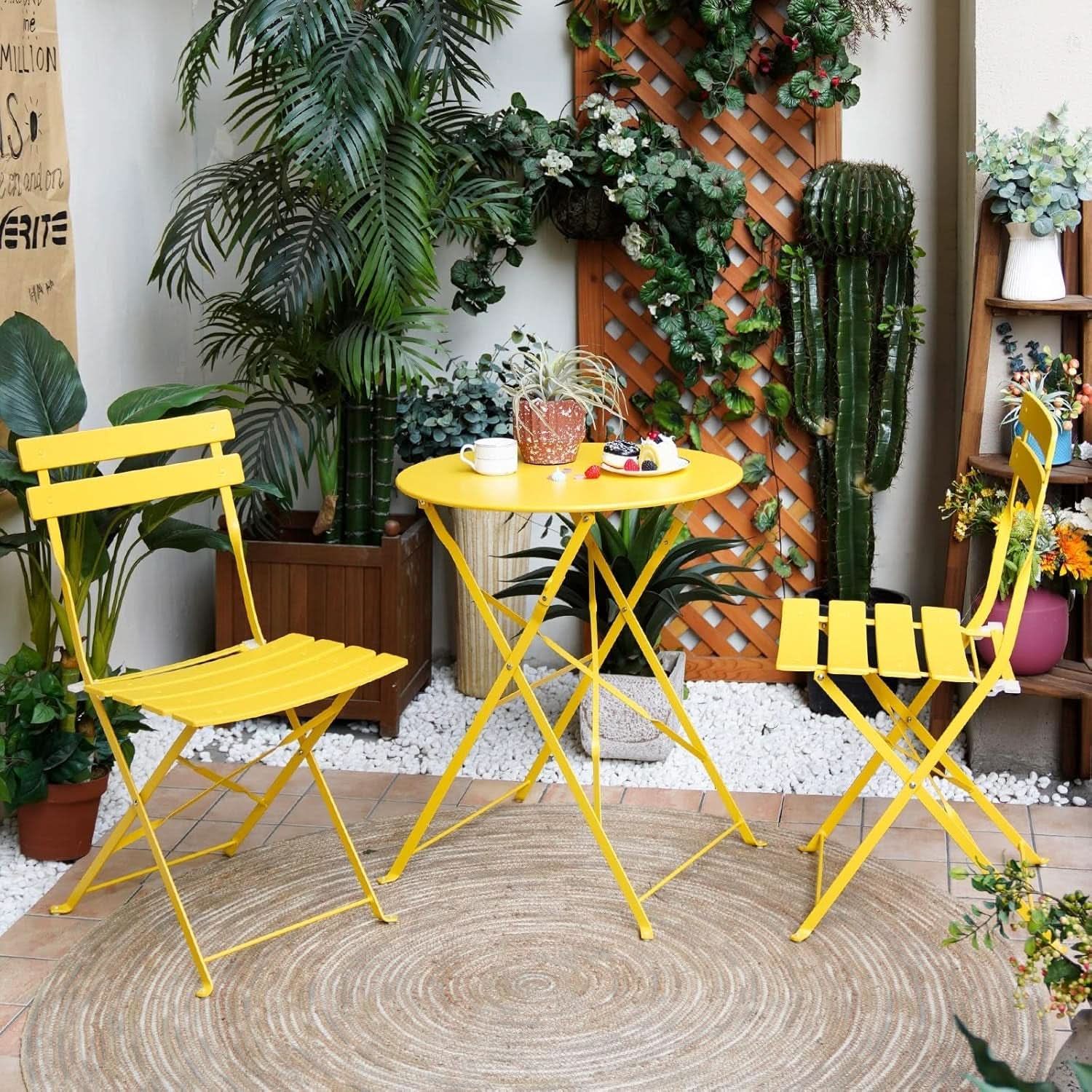3 Piece Outdoor Bistro Set - Yellow