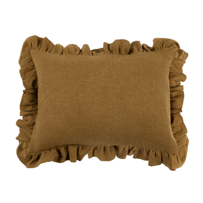 Anita Linen Solid Throw Pillow Cover - Mustard Ruffled