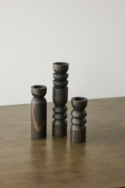 Abstract Wooden Tealight Totem Candle Holders