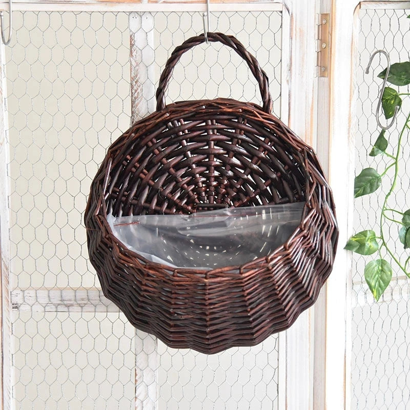Handmade Wicker Rattan Hanging Planters - multiple styles