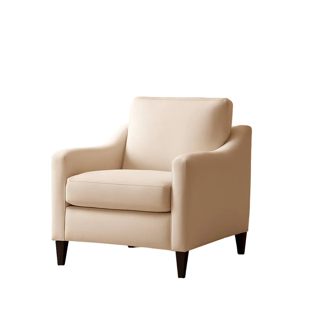 Beige Upholstered Mid Century Modern Accent Armchair