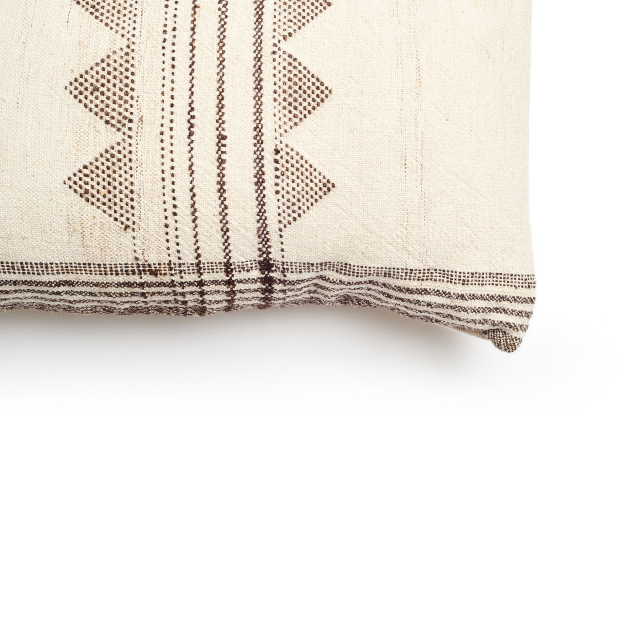 Kora White And Black Large Artisanal Handwoven Lumbar Pillow
