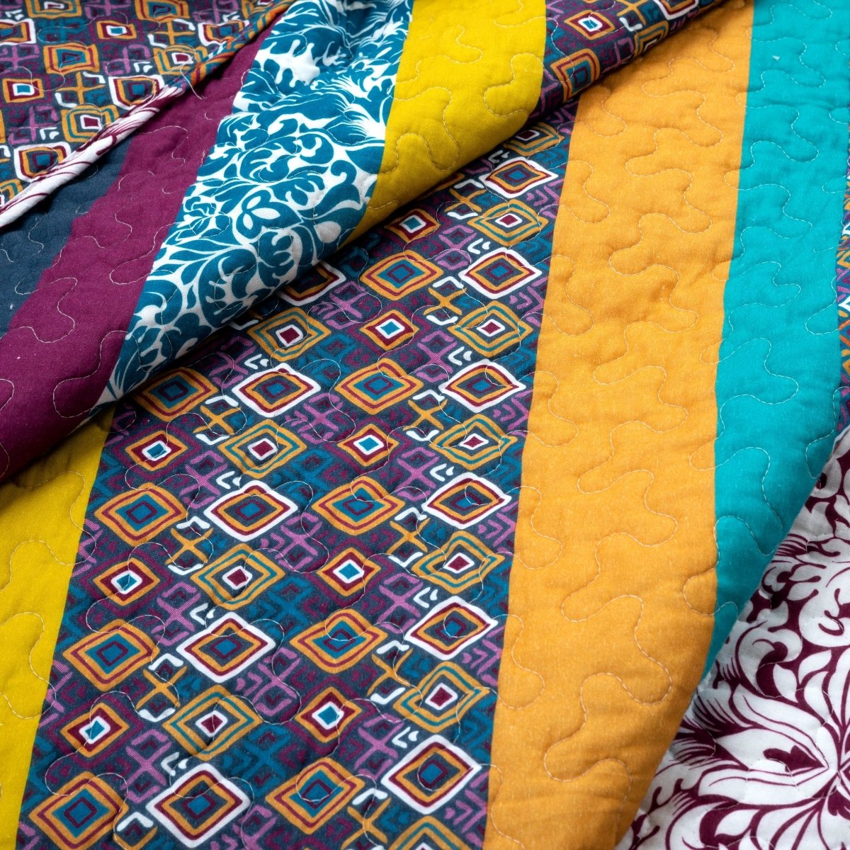 Boho Stripe Quilt Set