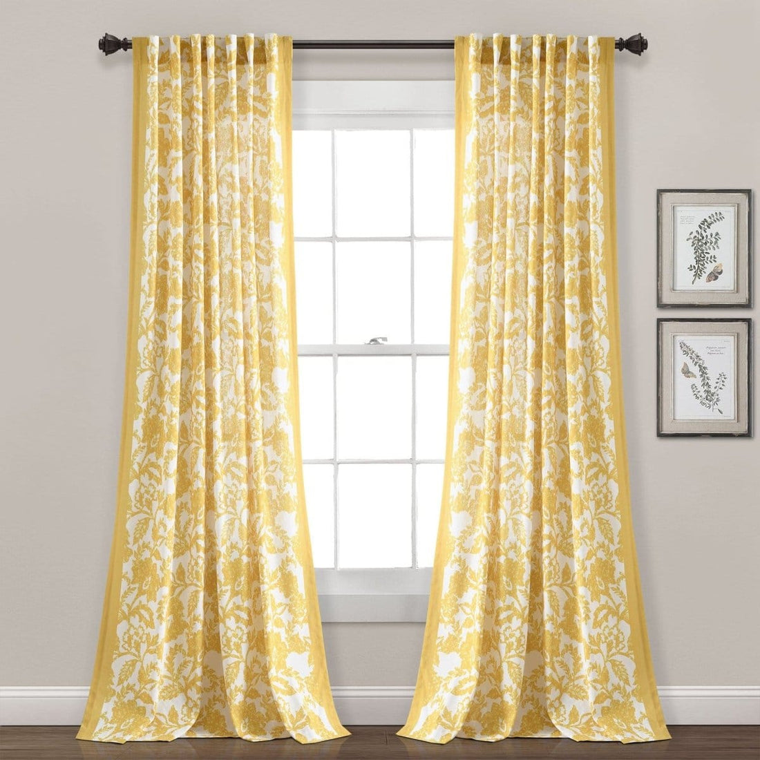 Emma Textured Jacobean Window Curtain Panels