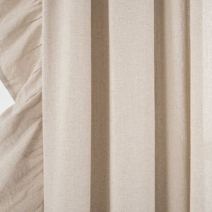 Faux Linen Ruffle Window Curtain Panels