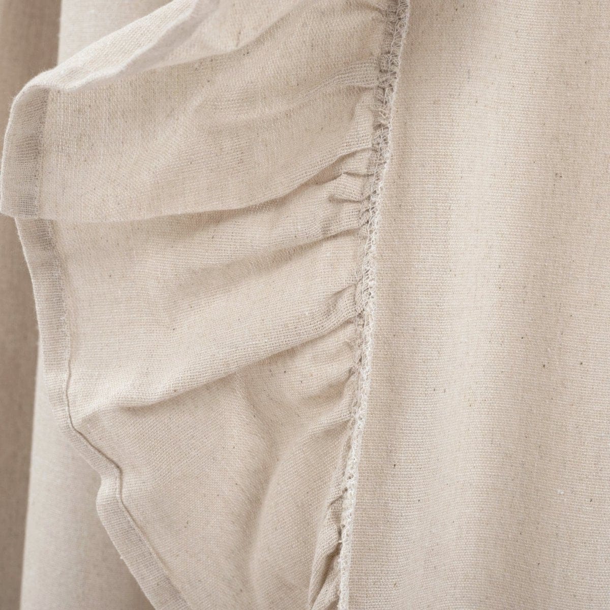 Faux Linen Ruffle Window Curtain Panels