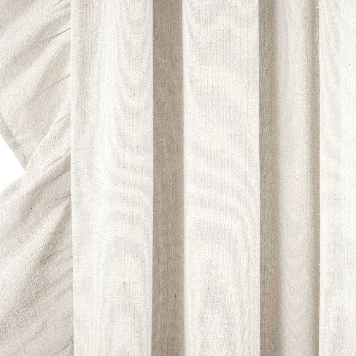 Faux Linen Ruffle Window Curtain Panels
