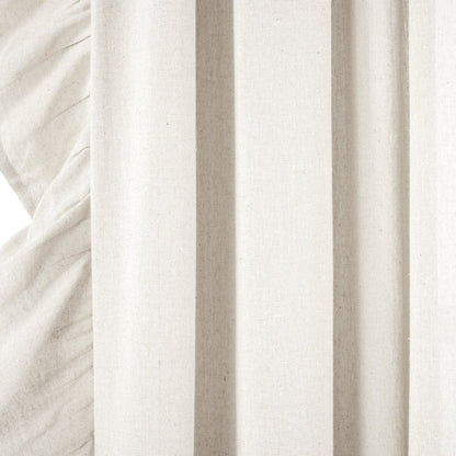 Faux Linen Ruffle Window Curtain Panels