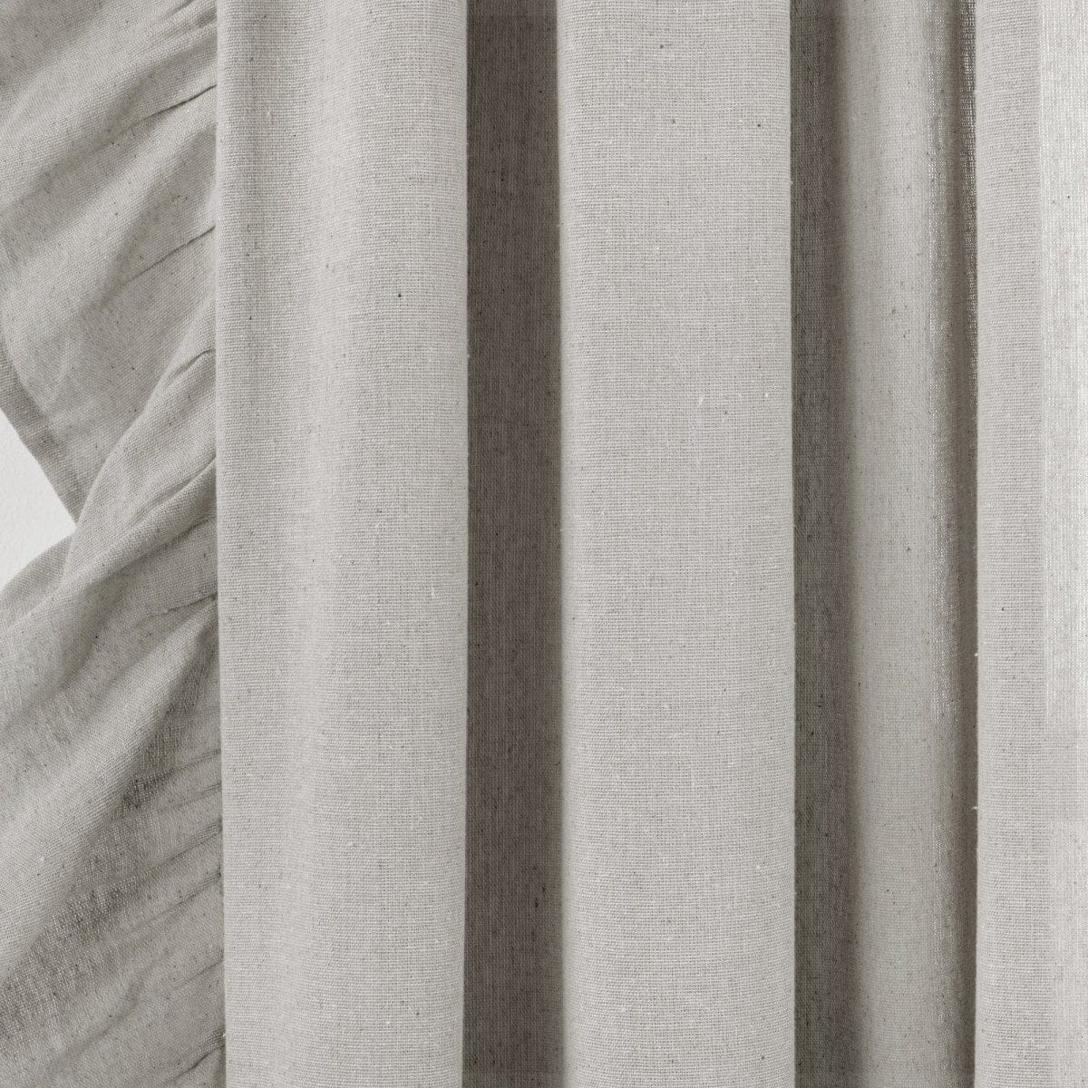 Faux Linen Ruffle Window Curtain Panels