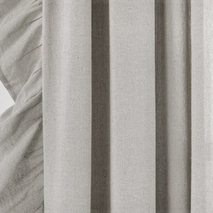 Faux Linen Ruffle Window Curtain Panels