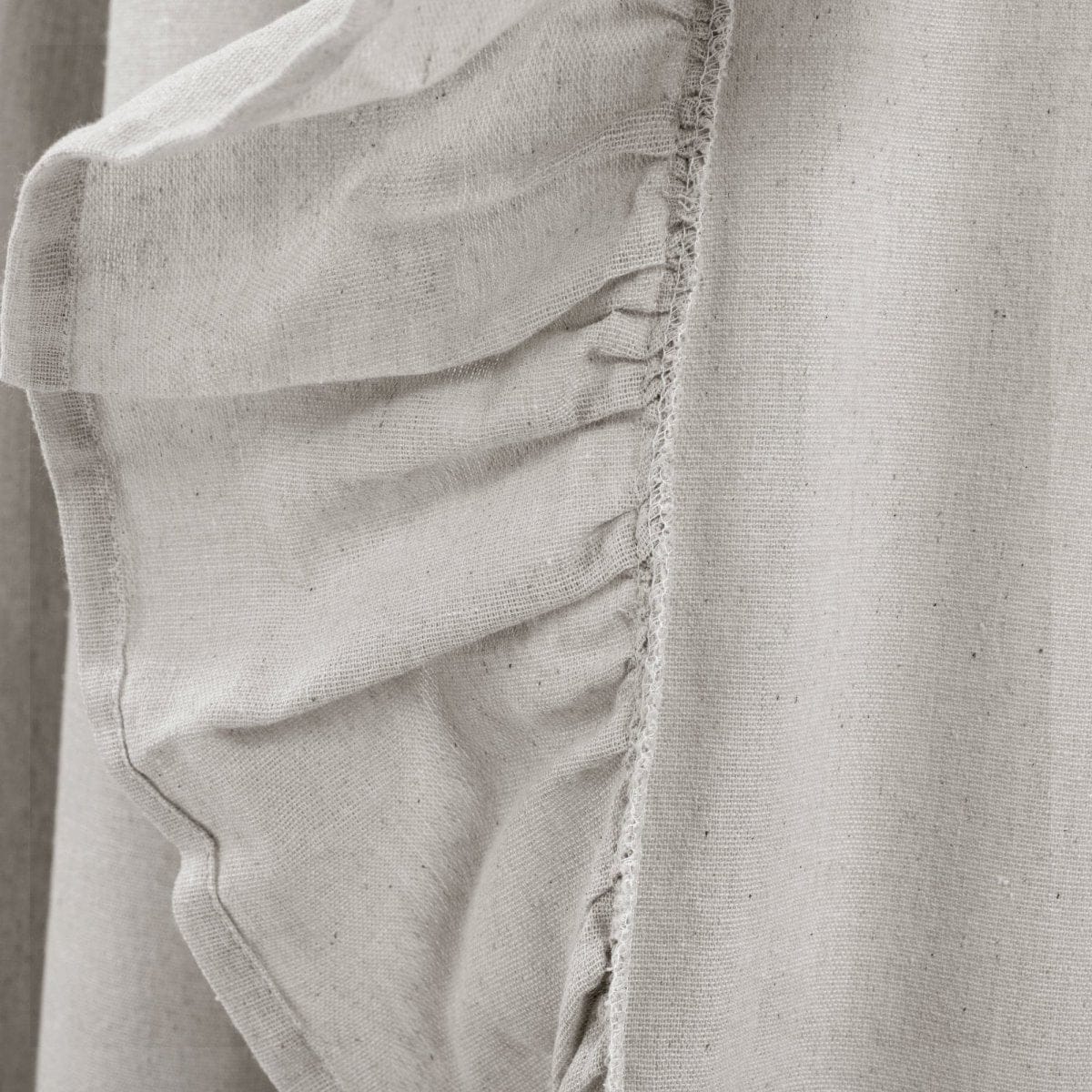 Faux Linen Ruffle Window Curtain Panels