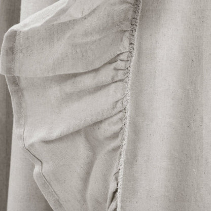 Faux Linen Ruffle Window Curtain Panels