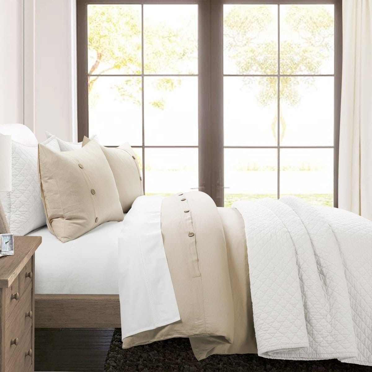 Belgian Flax Linen Rich Cotton Blend Duvet Cover 3 Piece Sets