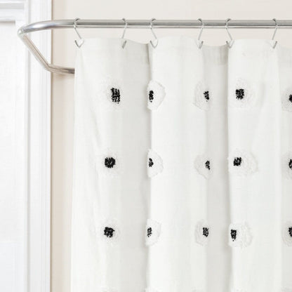Boho Tufted Recycled Cotton Blend Shower Curtain