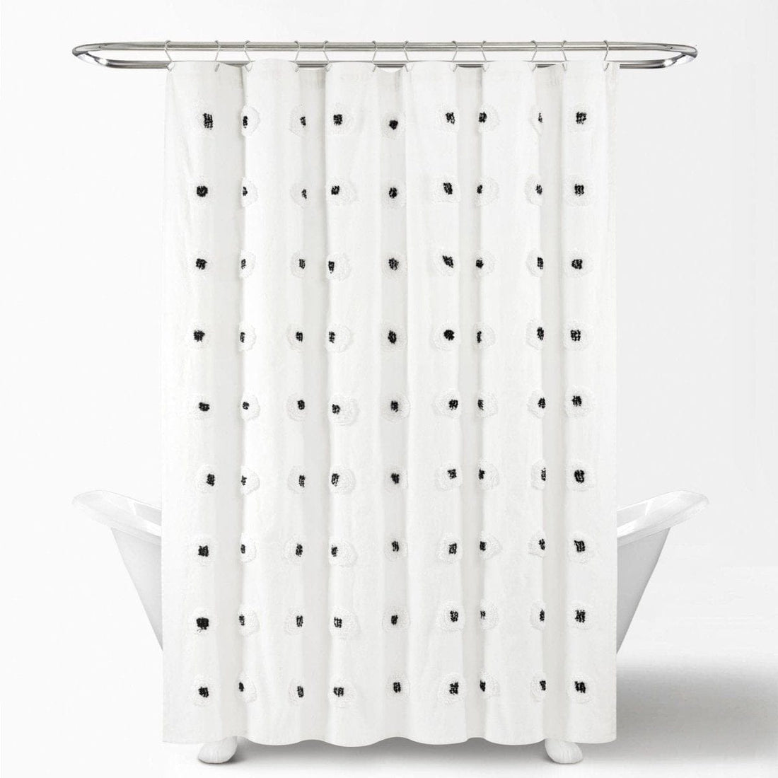 Boho Tufted Recycled Cotton Blend Shower Curtain