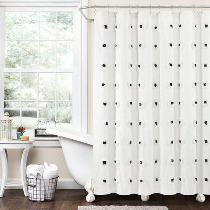 Boho Tufted Recycled Cotton Blend Shower Curtain