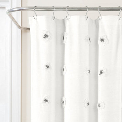 Boho Tufted Recycled Cotton Blend Shower Curtain