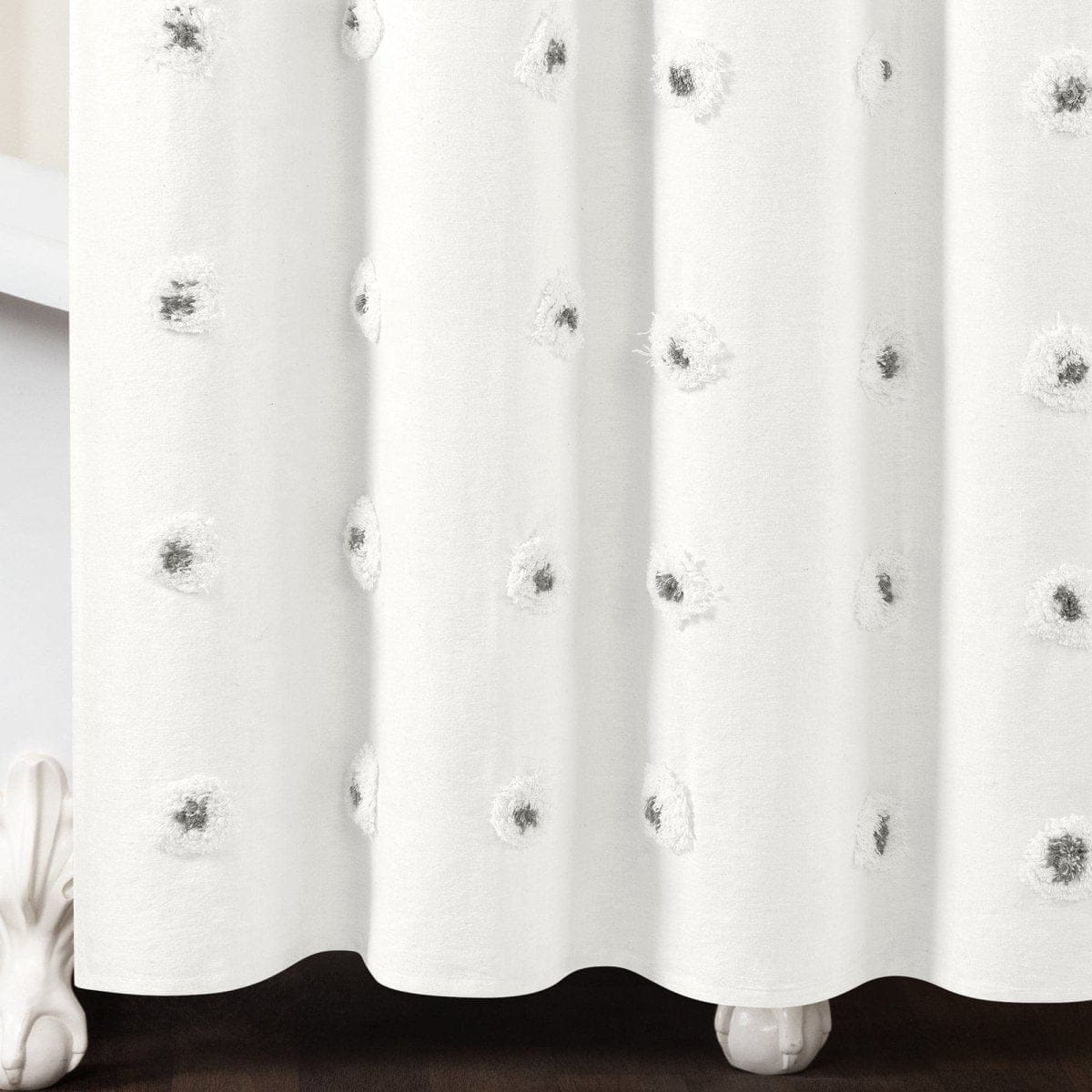 Boho Tufted Recycled Cotton Blend Shower Curtain