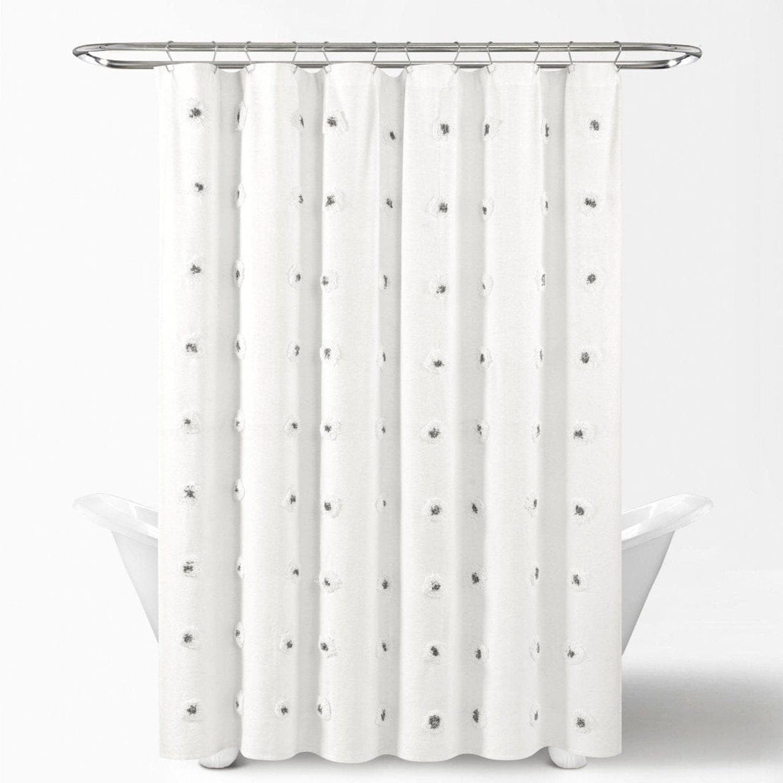 Boho Tufted Recycled Cotton Blend Shower Curtain