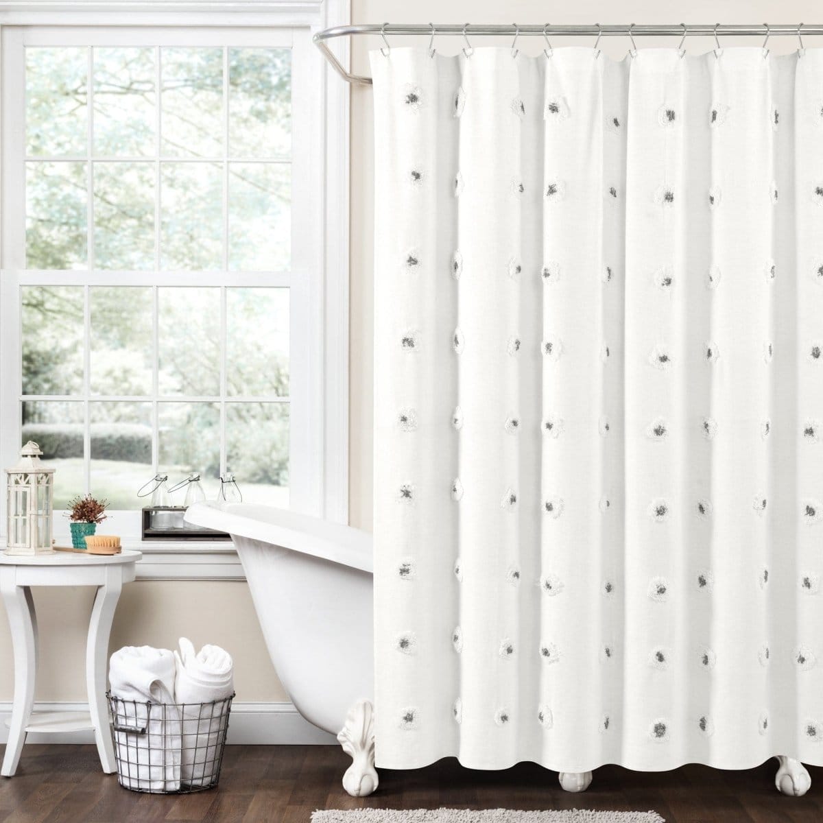 Boho Tufted Recycled Cotton Blend Shower Curtain