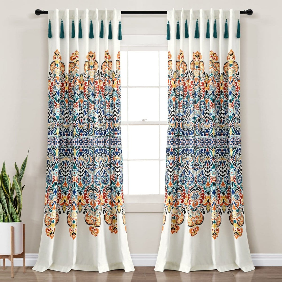 Boho Medallion Window Curtain Panel Sets