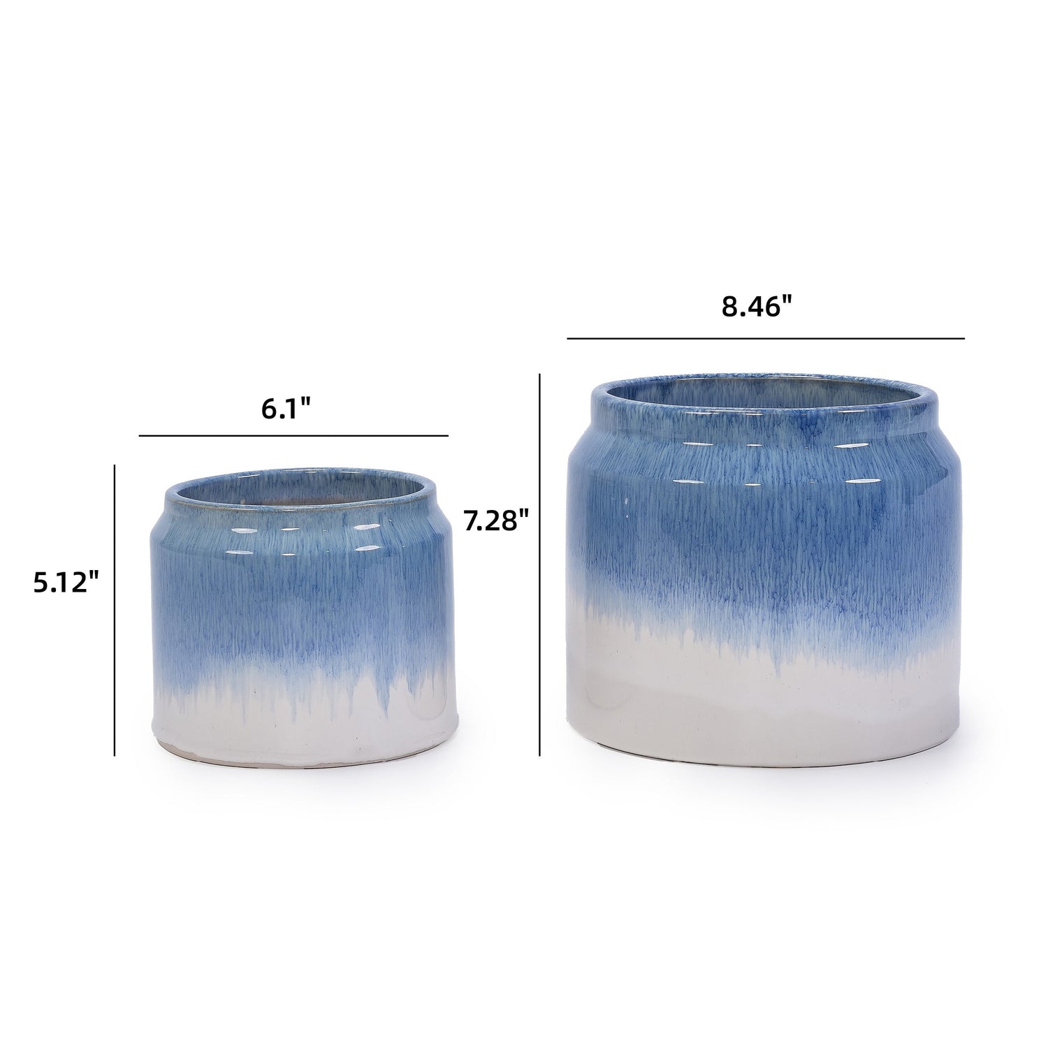 Set of 2 Gradient Ceramic Flowerpots - White/Blue
