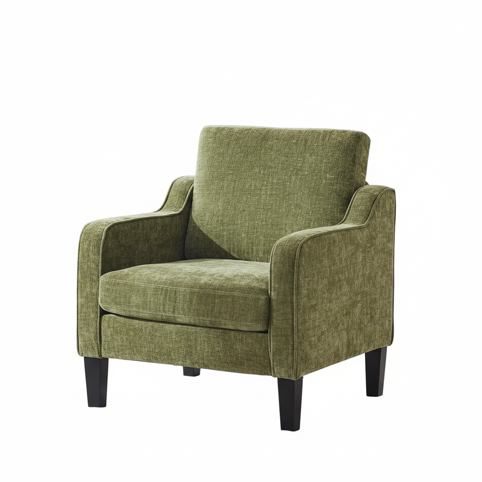 Olive Green Upholstered Accent Chair Midcentury Comfort