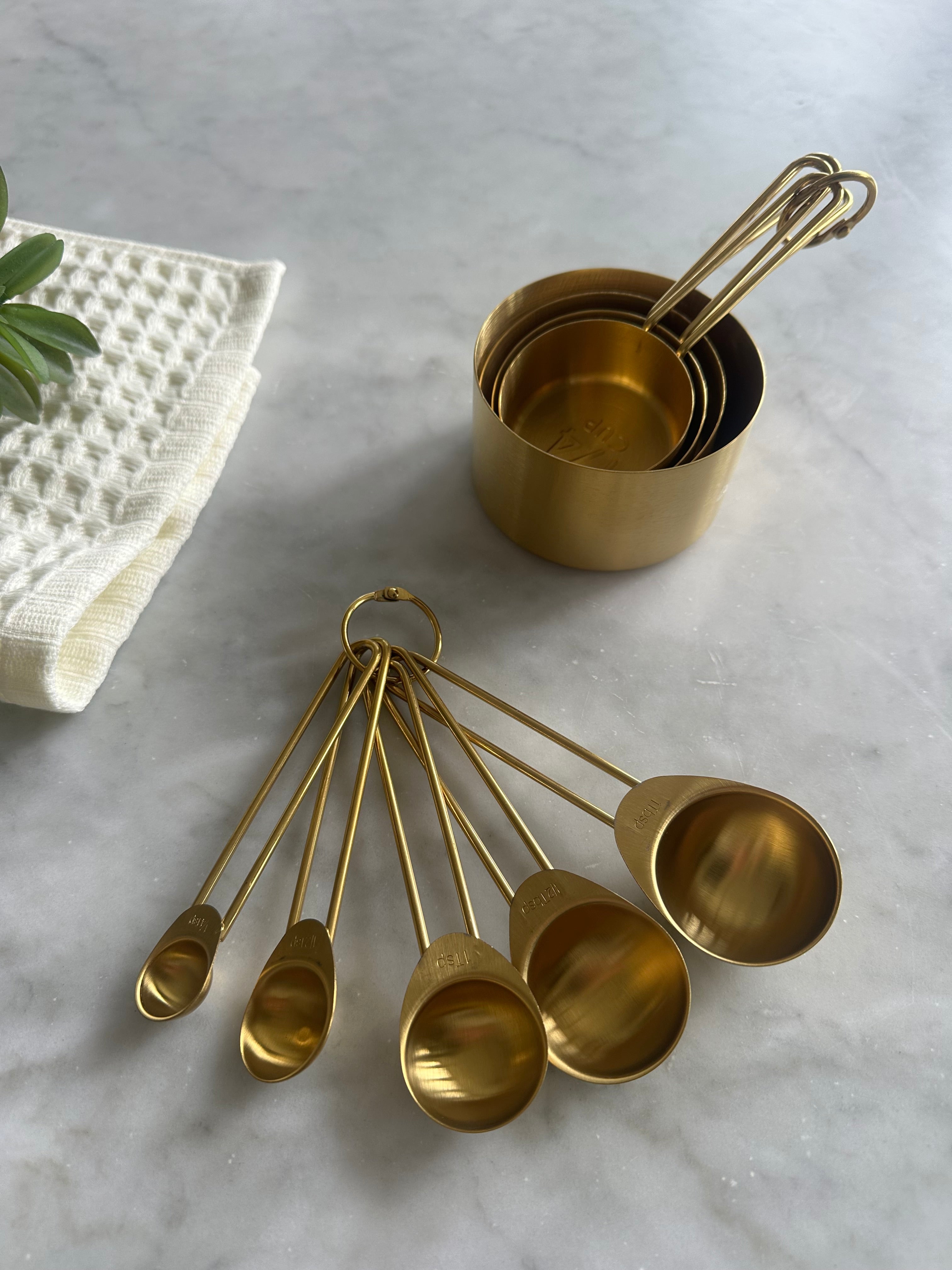 Solid Gold Measuring Cups &amp; Spoons, Set of 9