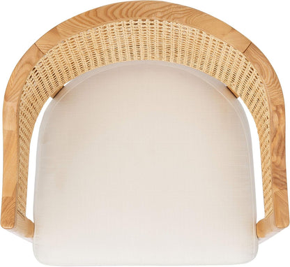 Natural Rattan Accent Chair with Brass Caps