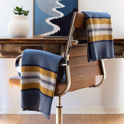 Camp Stripe - Cotton Sustainable Knit Throw Blanket Fall Rustic Gift